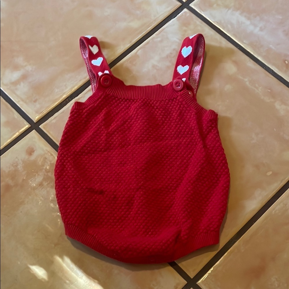 Red Baby Romper with Heart Accents